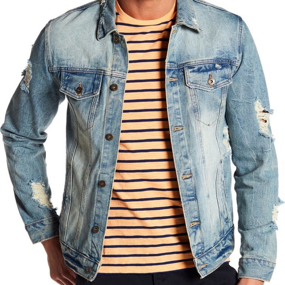 Request Mens Distressed Denim Jacket
